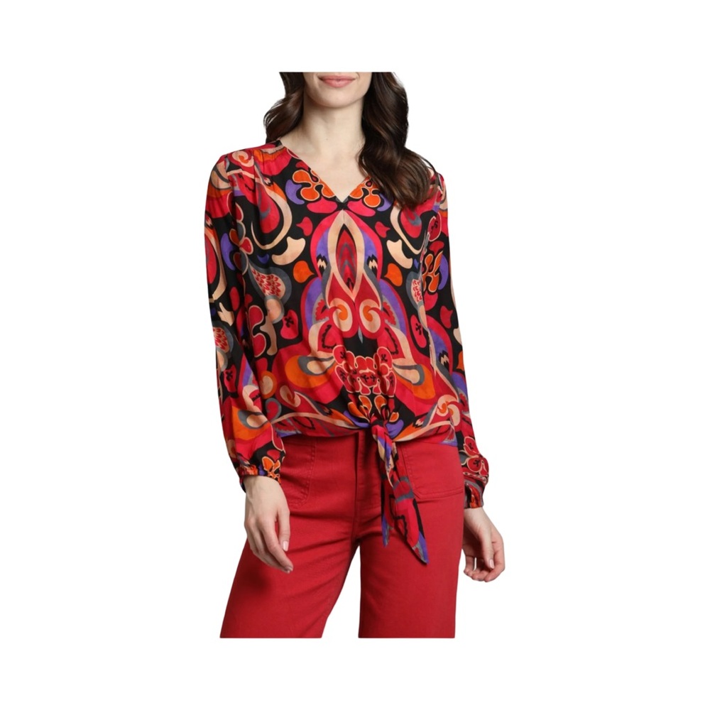 Long Sleeve Graphic Blouse